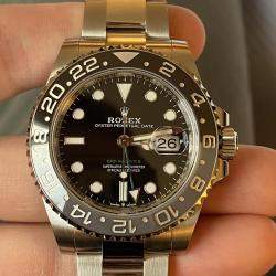 Pre Owned Rolex GMT-Master II 126710GRNR Automatic Black Dial Stainless Steel Men's Wristwatch 40mm