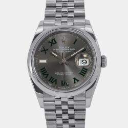 Pre Owned Rolex Datejust 126200 Automatic Grey Stainless Steel Men's Wristwatch 36 mm