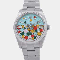 مملوكة مسبقًا ساعة يد رجالية رولكس أوستر بربتشوال 124300 أوتوماتيك زرقاء ستانلس ستيل 41 مم