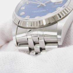 مملوكة مسبقًا Rolex Datejust 16234G Automatic Sodalite 18k White Gold Stainless Steel Men's Wristwatch 36 mm
