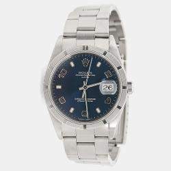 Pre Owned Rolex Date 15210 Automatic Blue Stainless Steel Men's Wristwatch 34mm
