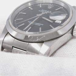 مملوكة مسبقًا Rolex Oyster Perpetual Date 15200 Automatic Black Stainless Steel Men's Wristwatch 34 mm