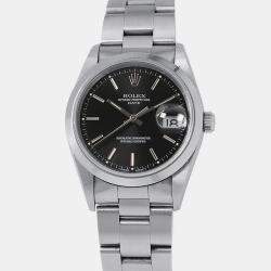 مملوكة مسبقًا Rolex Oyster Perpetual Date 15200 Automatic Black Stainless Steel Men's Wristwatch 34 mm