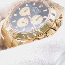Pre Owned Rolex Cosmograph Daytona 116528 Automatic Black 18k Yellow Gold Men's Wristwatch 40 mm