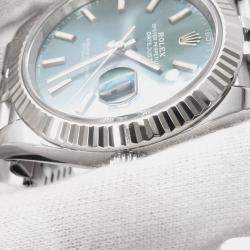 Pre Owned Rolex Datejust 126334 Automatic Green 18k White Gold Stainless Steel Men's Wristwatch 41 mm