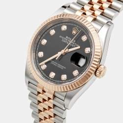 مملوكة مسبقًا Rolex Datejust M1263231-0019 Black Dial 18K Everose Gold Oystersteel Diamond Men's Wristwatch 36 mm
