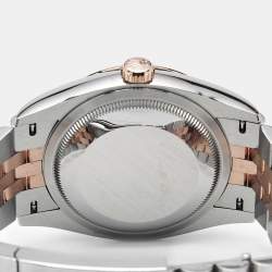 مملوكة مسبقًا Rolex Datejust M1263231-0019 Black Dial 18K Everose Gold Oystersteel Diamond Men's Wristwatch 36 mm