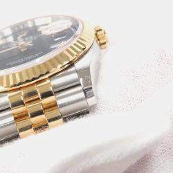 Pre Owned Rolex Datejust 126233G Automatic Black 18K Yellow Gold Stainless Steel Men's Wristwatch 36 mm