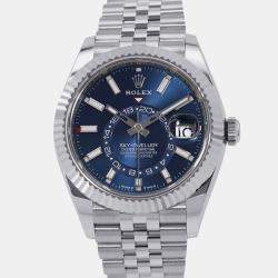 Pre Owned Rolex Sky-Dweller 336934 Automatic Blue 18k White Gold Stainless Steel Men's Wristwatch 42 mm