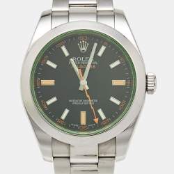 Pre Owned ساعة يد رجالية رولكس ميلغوس M116400GV-0001 قرص أسود أويسترسال 40 مم