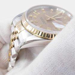 Pre Owned ساعة يد رجالية رولكس أوتوماتيكية ديتجاست 16233 ذهب أصفر عيار 18 ستانلس ستيل بلون الشمبانيا 36 مم