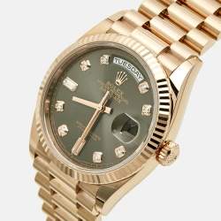 مملوكة مسبقًا Rolex Day - Date President M128235-0050 Slate Dial 18K Everose Gold Diamond Men's Wristwatch 36 mm