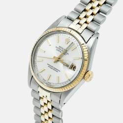 Pre Owned Rolex Datejust 1601 Automatic Silver Dial 14K Yellow Gold Stainless Steel Men's Wristwatch 36 mm