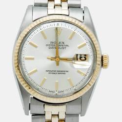 Pre Owned Rolex Datejust 1601 Automatic Silver Dial 14K Yellow Gold Stainless Steel Men's Wristwatch 36 mm