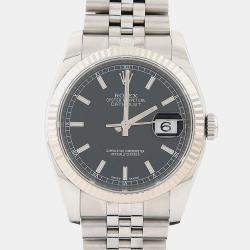 Pre Owned Rolex Datejust 116234 Automatic Black Stainless Steel and White Gold Men's Wristwatch 36mm