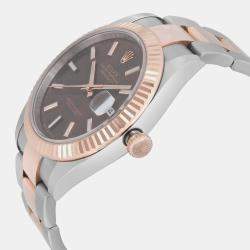 Pre Owned Rolex Datejust 126331 Brown Rose Gold, Stainless Steel Automatic Men's Wristwatch 41mm