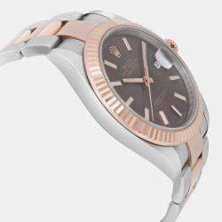 Pre Owned Rolex Datejust 126331 Brown Rose Gold, Stainless Steel Automatic Men's Wristwatch 41mm