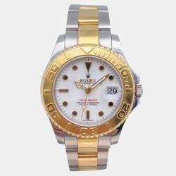 Pre Owned Rolex Yacht-Master 168623 White Stainless Steel Automatic Men Wristwatch 35mm