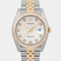 Pre Owned Rolex Datejust 116233 Silver Rose Gold, Stainless Steel, Diamond Automatic Men Wristwatch 36mm