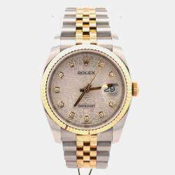 مملوكة مسبقًا Rolex Datejust 116233 Silver 18K Yellow Gold, Stainless Steel, Diamond Automatic Men's Watches 36mm
