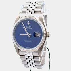 مملوكة مسبقًا Rolex Datejust 16019 Blue 18K White Gold Automatic Men's Wristwatch 36mm