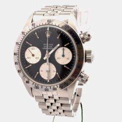 Pre Owned Rolex Cosmograph Daytona 6265 Black Stainless Steel Manual Winding Men's Watches 37mm