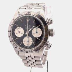Pre Owned Rolex Cosmograph Daytona 6265 Black Stainless Steel Manual Winding Men's Watches 37mm