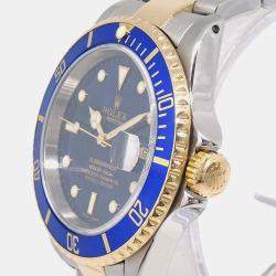 Pre Owned Rolex Submariner 16613 Blue 18K Yellow Gold Stainless Steel Automatic Men's Watches 40mm
