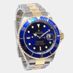 Pre Owned Rolex Submariner 16613 Blue 18K Yellow Gold Stainless Steel Automatic Men's Watches 40mm