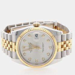 Pre Owned Rolex Datejust 116233 Silver 18K Yellow Gold Stainless Steel Diamond Automatic Men's Wristwatch 36mm