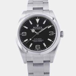 مملوكة مسبقًا Rolex Explorer 214270 Black Stainless Steel Automatic Men's Watches 39mm