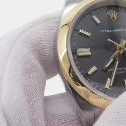 Pre Owned Rolex Oyster Perpetual 126003 Slate Dial Stainless Steel 18K Yellow Gold Automatic Women's Wristwatch 36mm
