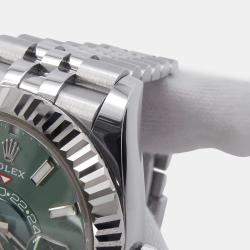 Pre Owned Rolex Sky-Dweller 336934 Mint Green Dial 18K White Gold Stainless Steel Automatic Men's Wristwatch 42mm