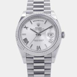 Pre Owned Rolex Day-Date 228239 Silver 18K White Gold Automatic Men's Wristwatch 40mm
