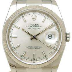 Pre Owned Rolex White 18K White Gold and Stainless Steel Datejust Men's Wristwatch 36MM