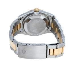 Pre Owned Rolex Black 18K Yellow Gold Stainless Steel Oyster Perpetual Date 15203 Men's Wristwatch 34 mm