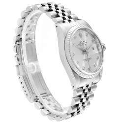 Rolex Silver Diamonds 18K White Gold And Stainless Steel Datejust 16234 Men's Wristwatch 36 MM