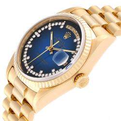 مملوكة مسبقًا Rolex Blue Diamonds 18K Yellow Gold President Day-Date 18038 Men's Wristwatch 36 MM