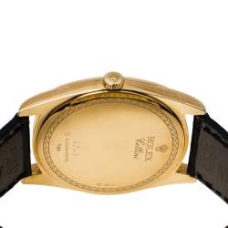 Pre Owned Rolex 18K Yellow Gold Crocodile Leather Cellini Danaos 4243/8 Men's Wristwatch 38 mm