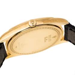 Pre Owned Rolex 18K Yellow Gold Crocodile Leather Cellini Danaos 4243/8 Men's Wristwatch 38 mm