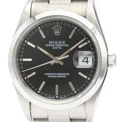 Pre Owned Rolex Black Stainless Steel Oyster Perpetual Date Automatic 15200 Men's Wristwatch 34 MM