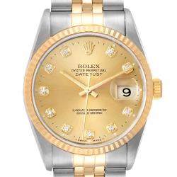 Pre Owned ساعة يد رجالية رولكس "داي�تجست 16233" ستانلس ستيل و ذهب أصفر عيار 18 و ألماس شامبانيا 36 مم