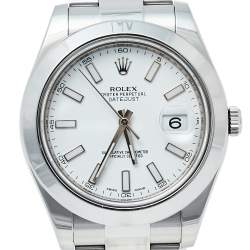 Pre Owned Rolex White Stainless Steel Oyster Perpetual Datejust II 116300 Men's Wristwatch 41 mm