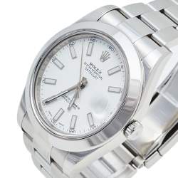 Pre Owned Rolex White Stainless Steel Oyster Perpetual Datejust II 116300 Men's Wristwatch 41 mm