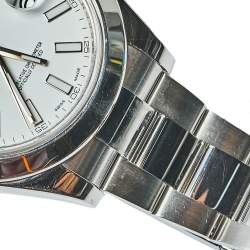 Pre Owned Rolex White Stainless Steel Oyster Perpetual Datejust II 116300 Men's Wristwatch 41 mm