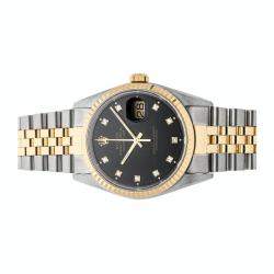Pre Owned Rolex Black 18K Yellow Gold And Stainless Steel Datejust 16233 Men's Wristwatch 36 MM