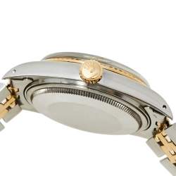 Pre Owned Rolex Silver 18K Yellow Gold and Stainless Steel Datejust 16013 Men's Wristwatch 36 mm