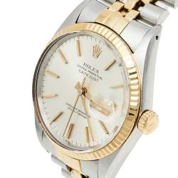 Pre Owned Rolex Silver 18K Yellow Gold and Stainless Steel Datejust 16013 Men's Wristwatch 36 mm