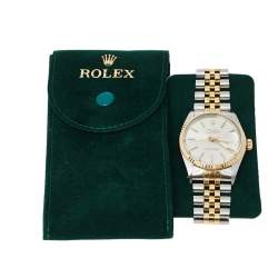 Pre Owned Rolex Silver 18K Yellow Gold and Stainless Steel Datejust 16013 Men's Wristwatch 36 mm