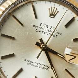 Pre Owned Rolex Silver 18K Yellow Gold and Stainless Steel Datejust 16013 Men's Wristwatch 36 mm